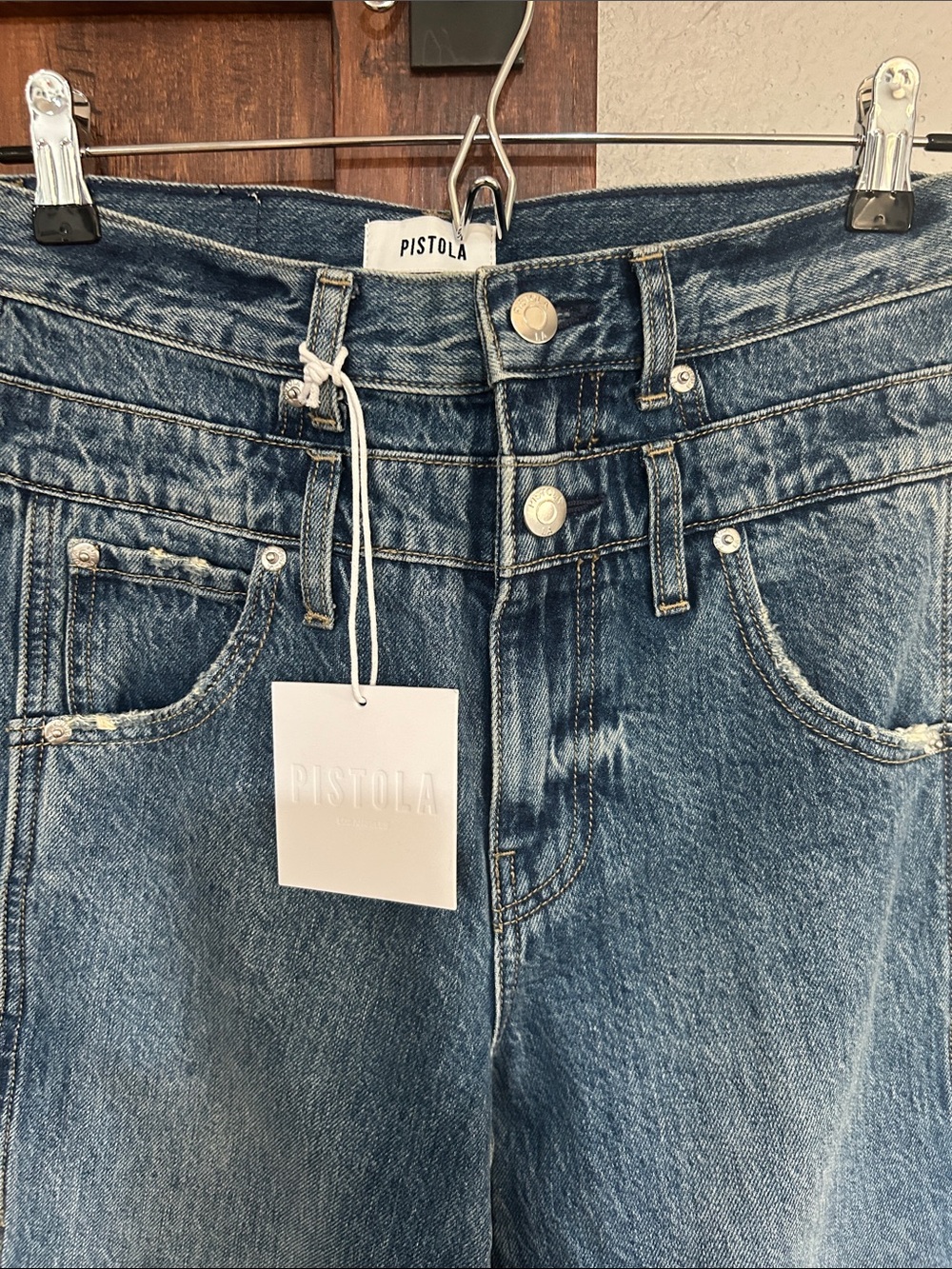 pistola Wide Leg High-Rise Jeans in Medium Blue Wash - Picture 3 of 16